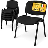 Topsit Besucherstühle 8er Set, stapelbare Konferenzstühle ohne Armlehnen, Stapelstühle mit Metallgestell, für Büro, Konferenz, Reception (Schwarz)