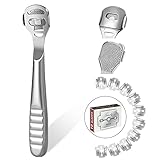 URAQT Hornhauthobel Edelstahl, Fußschaber Rasierer, Fußfeile Raspelfeilen Abgestorbener Hautentferner mit 10 Ersatzklingen für Fußpflege Pediküre