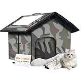 WHDPETS Katzenhaus Outdoor, Katzenhöhlen Für Draußen Winterfest Wasserdicht, Faltbare Wasserdicht Wetterfester Katzenhöhle Haustierhaus, Katzenhaus Tierheim Für Streuner Haustiere