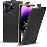 Verco Flip Cover für iPhone 14 Pro Max Case, Flipstyle Schutzhülle für iPhone 14 Pro Max Hülle Tasche vertikal klappbare Handyhülle, Schwarz