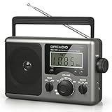 Greadio AM/FM/SW Tragbares Digitalradio mit bestem Empfang, LCD-Bildschirm, Radio Batteriebetrieben, AC-Netzteil, Zeiteinstellung, großer Lautsprecher, Kopfhöreranschluss, Transistorradio