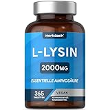 L Lysin Hochdosiert 2000 mg | 365 vegane Tabletten | 1000 mg - pro einer Stück | Lysine Essentiellen Aminosäuren | von Horbaach