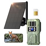 4G LTE Wildkamera Aussen Solar: 2.7K HD Überwachungskamera 8000mah Akku - Farbe Nachtsicht Kamera mit SIM Karte Wildtierkamera IP66 Wasserdicht - Wald & Revier Jagdbeobachtun