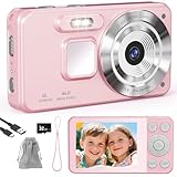 HERBYD Digitalkamera 4K Fotokamera 64MP Kamera Fotoapparat Tragbare Kompaktkamera mit 2,8' LCD Bildschirm, 18X Digitalzoom, 32GB SD Karte, 1 Schlüsselband für Kinder Teenager Anfänger (Rosa)