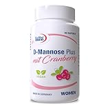 D-Mannose Plus mit Cranberry | Hochdosiert mit 1000 mg D-Mannose und 400 mg Cranberryextrakt | Für den Erhalt normaler Schleimhäute und einer normalen Immunfunktion | Monatsvorrat mit 90 Kapseln