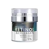 Retinol Creme für das Gesicht, Feuchtigkeitscreme Gesicht, Tag & Nacht Gesichtscreme Anti Aging Creme mit Retinol 1%, Kollagen, 5% Hyaluronsäure und Vitamin E, 50ml (Retinol Creme)