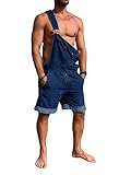 Runcati Herren Denim Overall Shorts Sommer Workwear Verstellbare Jumpsuit Lässige Jeans Kurz Rompers Lose Fit, Dunkelblau, L