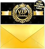 12x VIP EINLADUNGSKARTEN + 12x UMSCHLÄGE Gold Junge Mädchen Erwachsene - die Party Karten sind die VIP EINLADUNG für Jugendweihe Silvester Hochzeit Geburtstag Einladung Kindergeburtstag Jubiläum