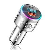 LENCENT 48W FM Transmitter Auto Bluetooth 5.3, Ganzmetall PD 30W & QC3.0 18W Schnelle Autoladegerät Zigarettenanzünder, KFZ Bluetooth Adapter Freisprechanlage, Noise Cancelling Mikrofon, Lichtschalter
