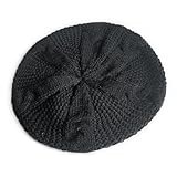 Strickmütze für Damen, Wolle, Baskenmütze Baggy Beanie, Häkelmütze, Winter, Ski, Strickmütze, französische Wolle, Schwarz , Einheitsgröße