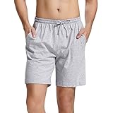 Aseniza Herren Schlafanzughose Kurz Baumwolle Bermuda Schlafshorts Pyjamahose Shorty Sommer Sleephose Freizeithose für Männer,A-Grau,M