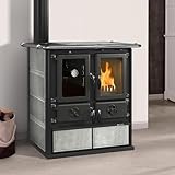 La Nordica Rosetta Sinistra 5.0 Steel Küchenofen Stahl Anthrazit-Schwarz, Verkleidung:Naturstein