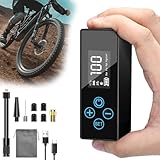 Fahrradpumpe Elektrische, Mini-Fahrradpumpe Digitalem LCD-Druckmessgerät 4400mAh, 100PSI Fahrrad Luftpumpe mit Presta- und Schrader-Ventil für E-Bike, Mountainbike, Stadtrad und Rennrad