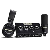 M-AUDIO M-Track Duo HD Audio Interface, M100 Kondensatormikrofon und HDH41 Studio Monitoring Kopfhörer für Aufnahmen, Produzenten, Content-Ersteller und Podcaster