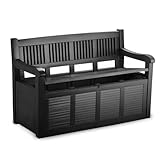 Bestlivings Truhenbank (LxBxH) 130 x 60 x 85 cm Schwarz mit integrierter Kissenbox, Sitztruhe für Garten inkl. Aufbewahrung, UV- und Wetterbeständig