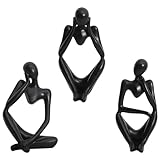 TNSLAND 3 Stück Denker Skulptur Deko, Denker Statue Set Abstrakte Statue Denker Resin Skulptur Figuren personalisierte abstrakte Ornamente für Wohnzimmer Bücherregal Esstisch Büro