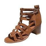 LDOZ Retro geflochtene Damensandalen im römischen Stil, modische Riemen, dicke Sohle, offene Zehenschuhe für Damen(8.5)