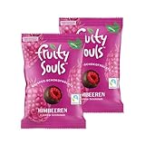 FruitySouls - Gefriergetrocknete Himbeeren mit Zartbitter Schokolade | 2 Pack (160g) | Vegan | Schokolierte Früchte | Gefriergetrocknete Früchte mit knackigem Zartbitter-Schokomantel | Schokofrüchte