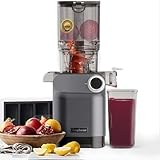Anybear Kaltpress-Entsafter, 200 W, langsamer Entsafter, 10,9 cm, große Futterschütte, passend für ganze Früchte, Gemüse, verbesserte Schnecke, Tritan-Materialien, BPA-frei, Saftrezepte (Silbergrau)