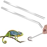 Gjinxi 2 Stück Aquarium Pinzette Lange Futterzange Edelstahl Gerade Pinzette und Gebogene Spitze Pflanzenpinzette Wasserpflanze Zange Futterspender-Werkzeug für Wasserpflanze Reptilien