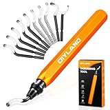 DIYLAND Entgrater Werkzeug mit 10 BS1010 Klingen, Metallgriff Handentgrater, 360°Rotierender, für Kunststoff, 3D Druck,Metall, Aluminium, PVC, Stahl