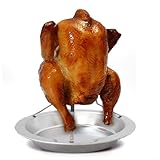 Tidevib Edelstahl Hähnchenbräter Halter für Ofen BBQ Grill, Bräter Ständer Tablett für Bierdosenmethode, 19,5 cm