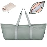 Sporttasche Damen Yogatasche Groß Reisetasche mit Schuhtasche & Nassfach Tragetasche Herren Fitnessstudio Pilates Tasche für Yogamatten Grünliches Grau