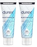 Durex Naturals Extra Feuchtigkeitsspendend Gleitgel – 100% natürliches Gleitmittel mit Hyaluronsäure – Wasserbasiert & pH-freundlich – 100 ml (Packung mit 2)