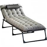 Tragbares klappbares Campingbett für Campingreisen Indoor Outdoor Strand und Garten Leichtes faltbares Campingbett mit Sonnenliege Funktionalität (Black)