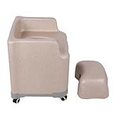 Älterer Toilettenstuhl, Senioren-Nachttisch, Tragbar, 441 Lb Tragfähigkeit, Bequemes Sitzen, Universalräder für Erwachsene für den Garten (Beige)