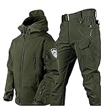 VBVARV Militärische Taktische Herren-Kampfuniform wasserdichte Armee-Kampfanzug-Sets Camouflage Softshell-Jacken-Hosen Jagdkleidung,Military Green,M