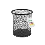 D.RECT Stifteköcher Metall Ø91 mm – Runder Stiftehalter aus Drahtmetall Mesh – Schreibtisch Organizer Becher für Kugelschreiber, Bleistifte & Bürobedarf, Schwarz