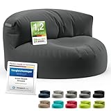Green Bean Sitzsack Sofa mit Füllmaterial - Lounge im Sitzsack-Design 90x50cm mit ergonomischer Rückenlehne & waschbarem Bezug - Indoor und Outdoor geeignet in Dunkelgrau