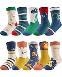 Kyopp 10 Paar Socken Kinder Jungen 29-32 Funny Socken Blau Lustig Animals Cotton Socken mit motiv Socks 29-32