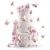 30 Stücke Schmetterling Kuchen Dekorationen 3D Schmetterling Kuchen Topper Dekorationen Gemischte Größe Schmetterling Cupcake Topper für Geburtstag Hochzeit Party Kuchen Party Essen Dekoration (Lila)