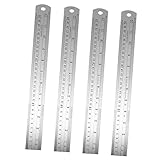 Gadpiparty 4 Stück Edelstahllineal mit Doppelter Präzises Zeichnungswerkzeug für Schule Architektur und Ingenieurwesen für Lehrer Robust und Tragbar