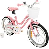 Actionbikes Motors Kinderfahrrad Starlight 16 Zoll - V-Brake Bremsen - geschlossener Kettenschutz - Schutzbleche - Korb - Stützräder - Kinderrad - Rosa (Starlight 16 Zoll)