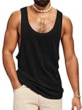 Runcati Tank Top Herren Ärmelloses Muskelshirt Fitness Gym Training Sport Unterhemd Männer Baumwolle Bodybuilding Loose T-Shirt,Schwarz,XL