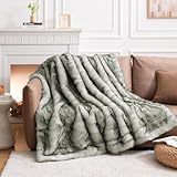 HOMFINE Luxuriöse Kunstfelldecke Felldecke Kunstfell - Kuscheldecke Flauschig Fellimitat Decke Webpelzdecke Pelzdecke Wohndecke Kunstpelz für Couch Bett, 150x200 cm, Weiß