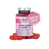 Haar Gummibärchen Biotin Hochdosiert 6000mcg, Haar Vitamin mit Selen + Zink + Vitaminen A, B6, B12, C, D, E, 60 gummies, Erdbeergeschmack, Vegan, BeSoHappy