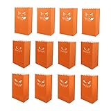 DIYEAH 12Stücke Halloween Papierlaternen Taschen mit Kürbis Gesicht Dekorative Papierkerzenbeutel für Halloween Feiern Vielseitig Einsetzbar für Balkon Tisch und
