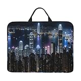 Laptophülle für Laptops mit einer Bildschirmdiagonale von 35,6 cm (14 Zoll), Motiv: Aerial Night Of View, Hongkong, für tägliche Arbeit, Geschäftsreisen