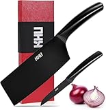 SHI BA ZI ZUO 2er Messerset Kochmesser 6,9 Zoll Fleischwolfmesser Küchenmesser-Set Hackmesser Gemüsemesser mit ergonomischem Griff, Küchenutensilien Geschenkbox für Familie & Restaurant