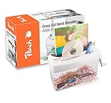 Peach Partikelschnitt Aktenvernichter - 1 Blatt - 4 Liter - P-4 - Papier CDs und Kreditkarten - manuell betriebener Kreuzschnitt - Strom unabhängig - DSGVO konform - PS300-21A