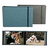 2 Stück Einsteckalbum 10x15 - Fotoalbum - Photo Album, Platz für 200 Fotos, Leineneinband mit Bindeband, Ideal für Reisen, Hochzeiten und Geburtstage