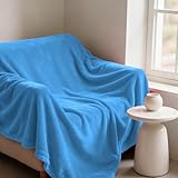 GOUTUI Sofa Überwurfdecke 105 x 110 cm Weich & Waschbar Flauschig Decke Fleecedecke Falten Beständig/Anti-Verfärben für Sofa/Bett/Couch, Blau
