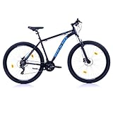 BERLIN BIKE Mountainbike MTB1 – mit komplettem Shimano Set - 21 Gang Shimano FD-TZ500/RD-TY300D, Dacron Hydraulische Scheibenbremsen (Schwarz-Blau, 29 Zoll und 51 cm Rahmenhöhe)