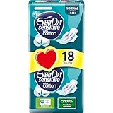 EveryDay Sensitive Cotton Normal, Pads mit Flügeln, Filter mit Baumwolle, 18 Stück