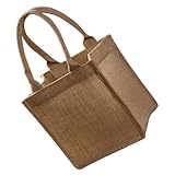 NIYANGLE Wiederverwendbare Jutetasche aus Wasserabweisendem Beschichtetem Jutestoff mit Robusten Griffen Kleine Umweltfreundliche Einkaufstasche für Schule Party Hochzeit und Alltag