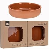 2-tlg Set Cazuelas Vintage - Tapasschalen Ø 15 cm - ofenfest - Mediterrane Tonschalen - Mit hochwertiger Handarbeit veredelt - Schalen für Tapas - Creme Brülèe
